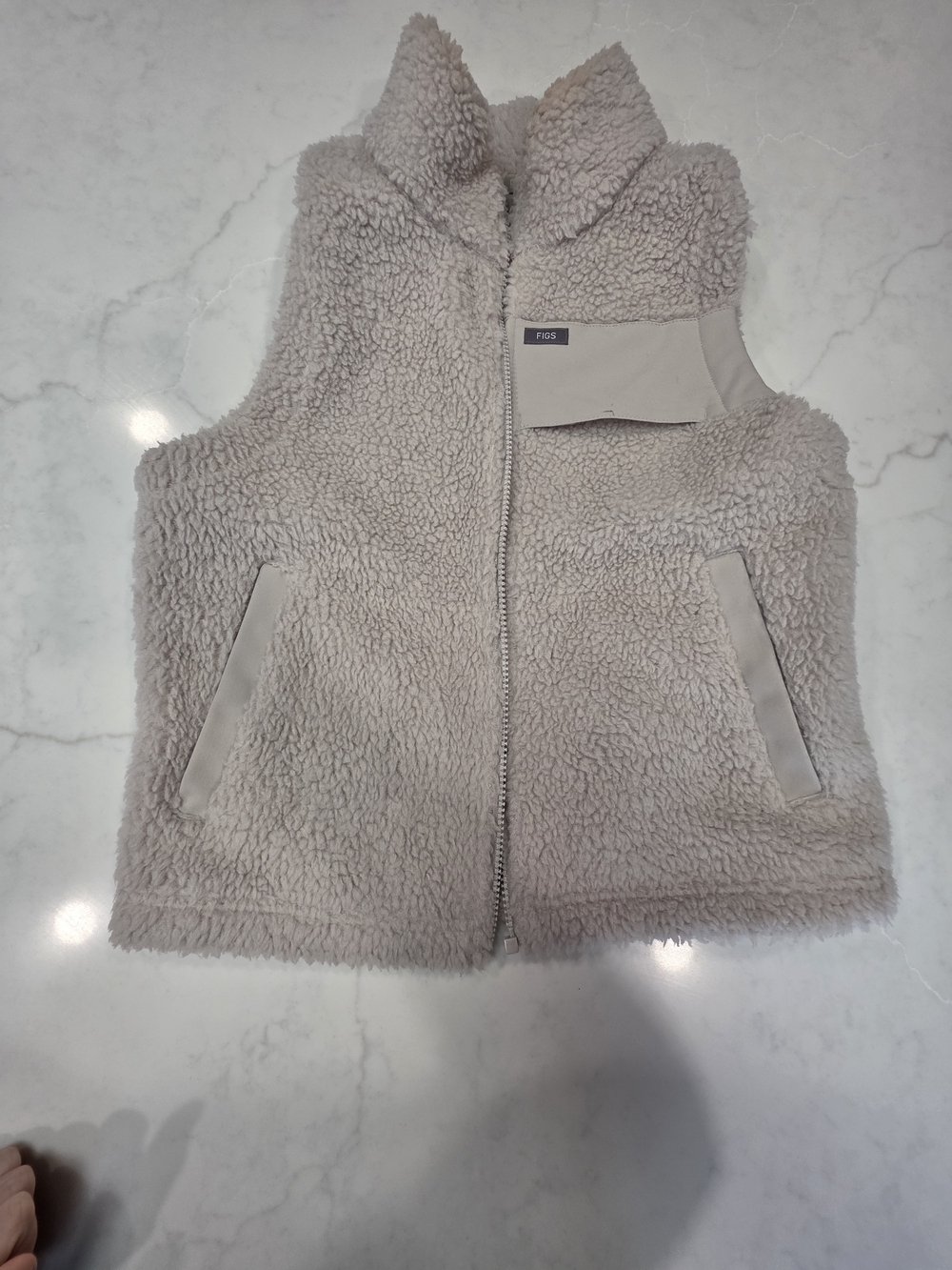 Figs Fleece Vest- Bone-xs